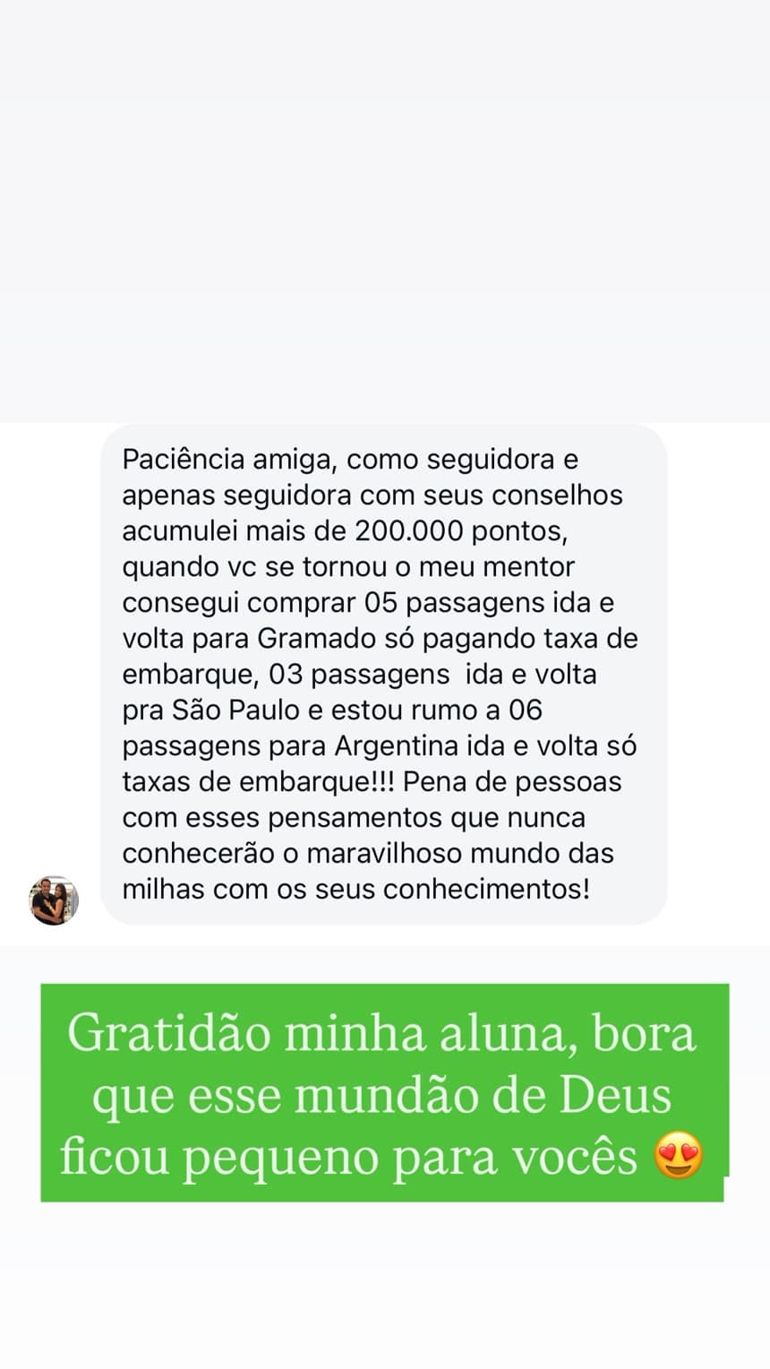 Mensagem de Aluna do grupo